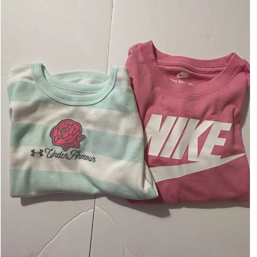 Nike Under Armour Girls Graphic T-Shirt Bundle Pink Blue Size 5 NWT